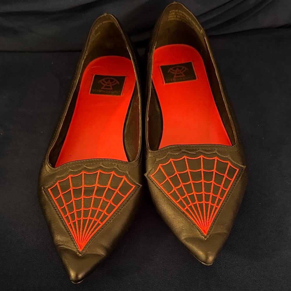 Strange Cvlt Black and Red Spider Web Flats